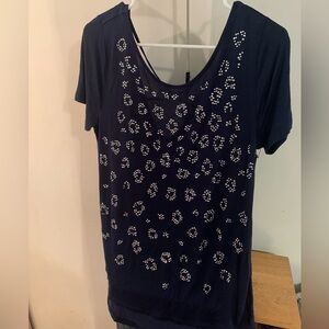 Juicy Couture Womens Navy Short Sleeve Embellished Tee Size Medium NWT